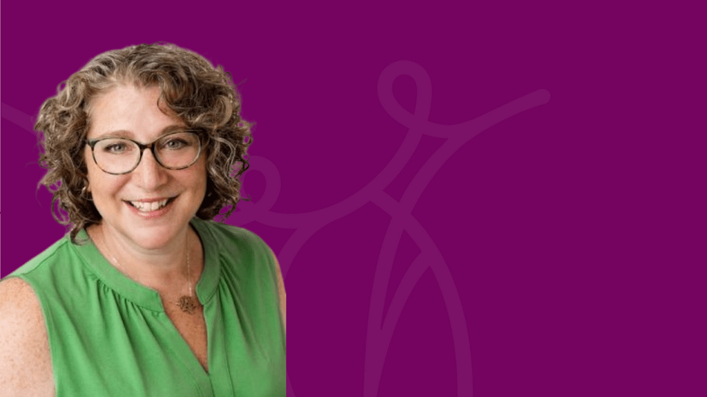 Photo of person in green shirt - Fertility Counsellor with purple background