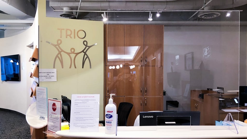 A photograph of the TRIO reception desk.